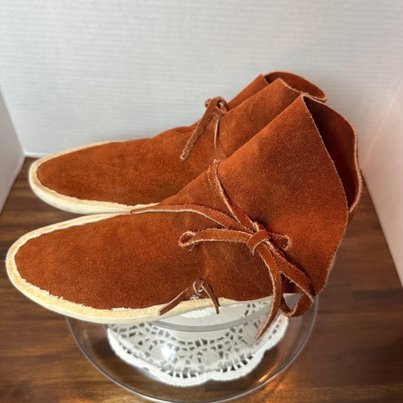 Traditional Navajo rust suede Moccasin Boots No button leather soles grounding - Picture 2 of 8